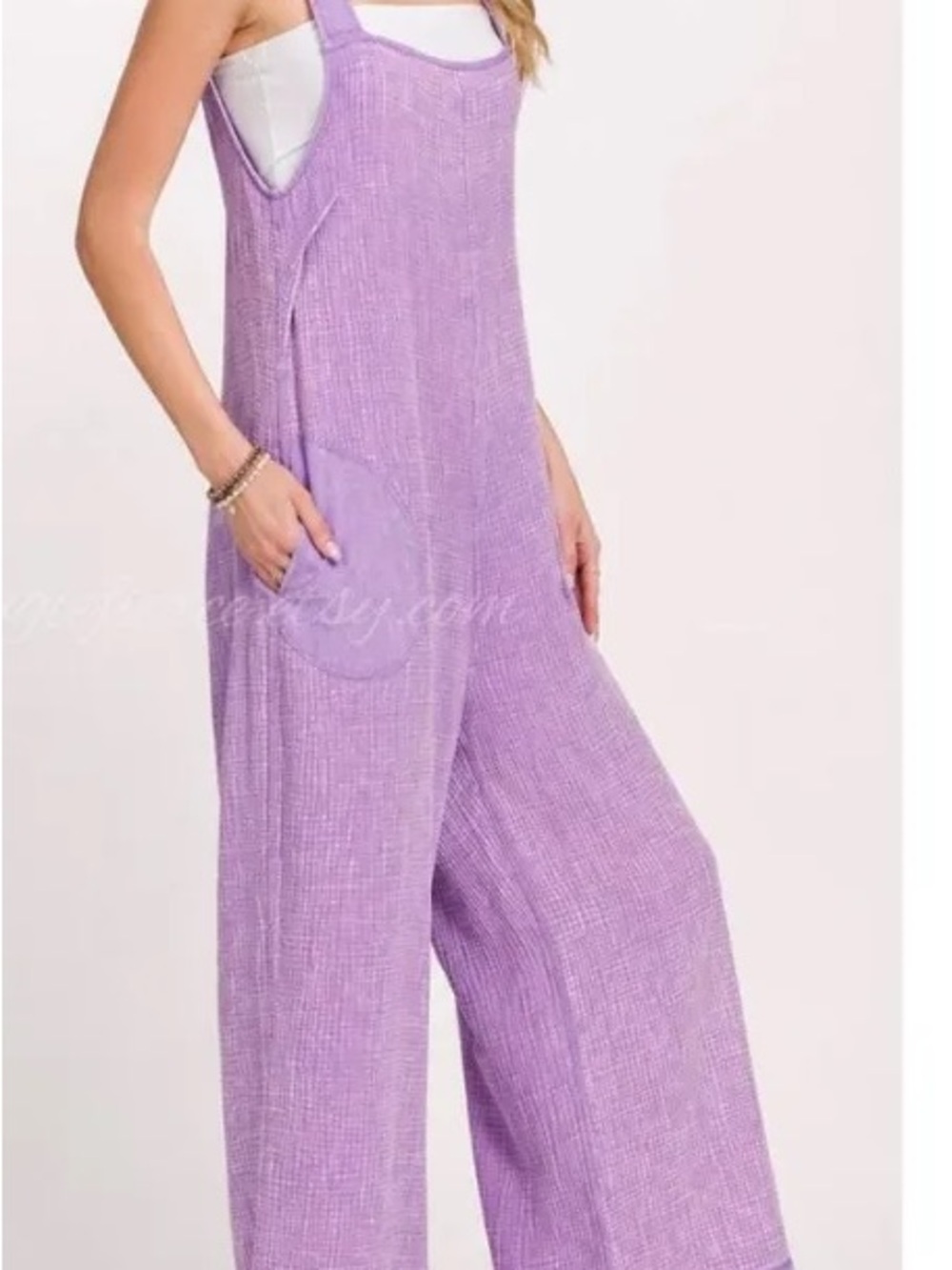 Zenana Outfitters Lilac Wide-Leg Jumpsuit - Picture 2 of 2